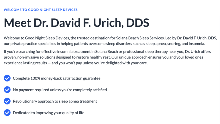 About page for Good Night Sleep Devices